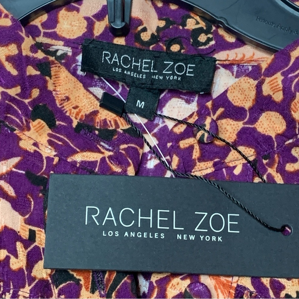 Rachel Zoe Floral Tie Waist Blouse Women’s Medium Balloon Sleeve Boho Top NWT - Picture 10 of 10